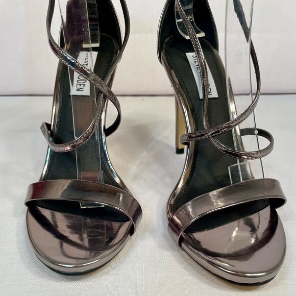 SILVER 4” HEEL SANDAL by STEVE MADDEN SIZE 8M NWOB - Picture 4 of 7